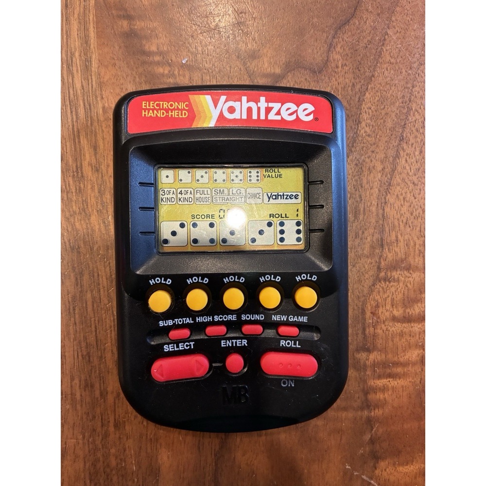 Vintage 1995 Yahtzee Electronic Handheld Milton Bradley Black Tested & Works